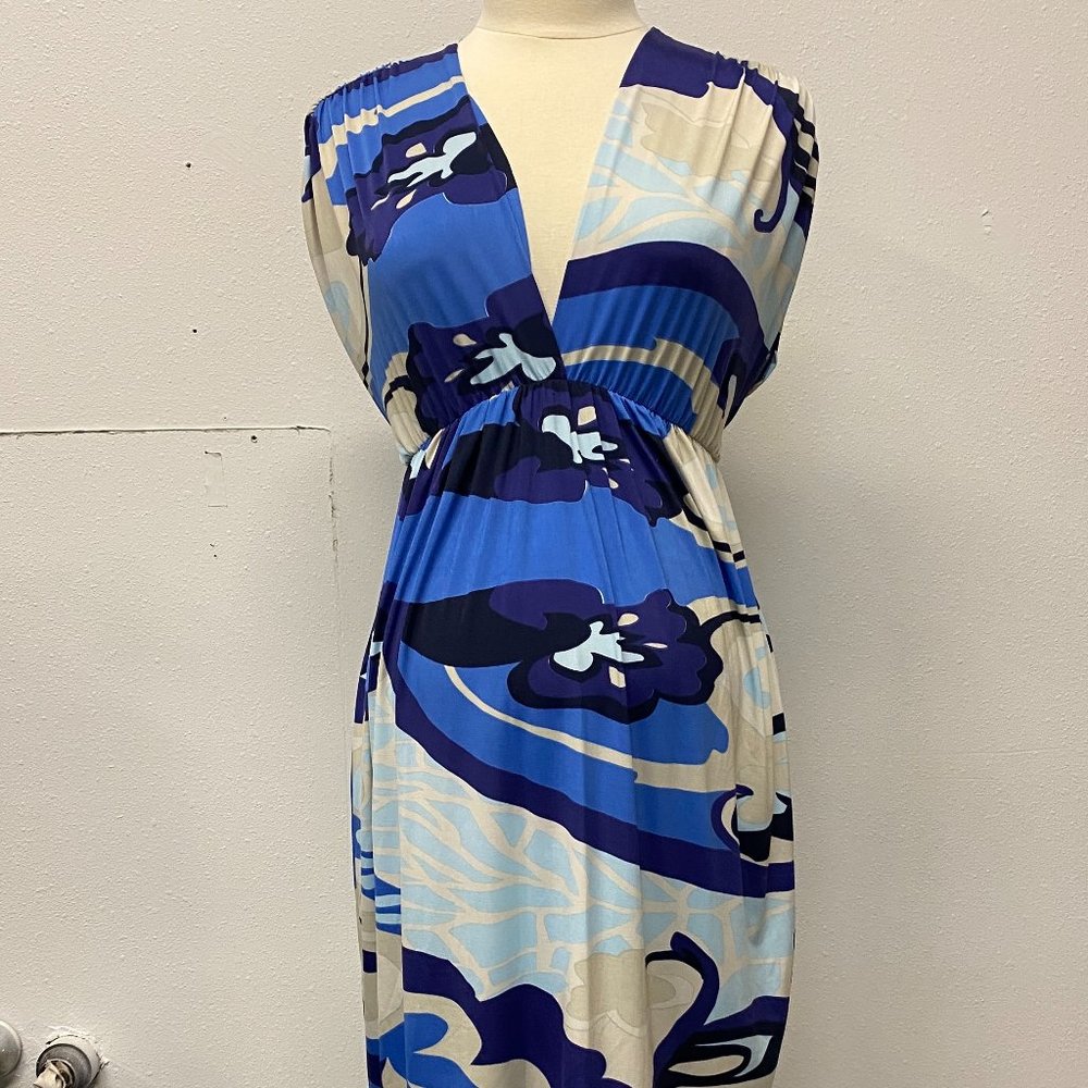 Olian Blue Sleeveless Maternity Dress
